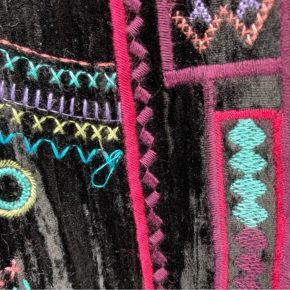 Vintage 90s Coldwater Creek crushed velvet boho embroidered blazer - Picture 10 of 10